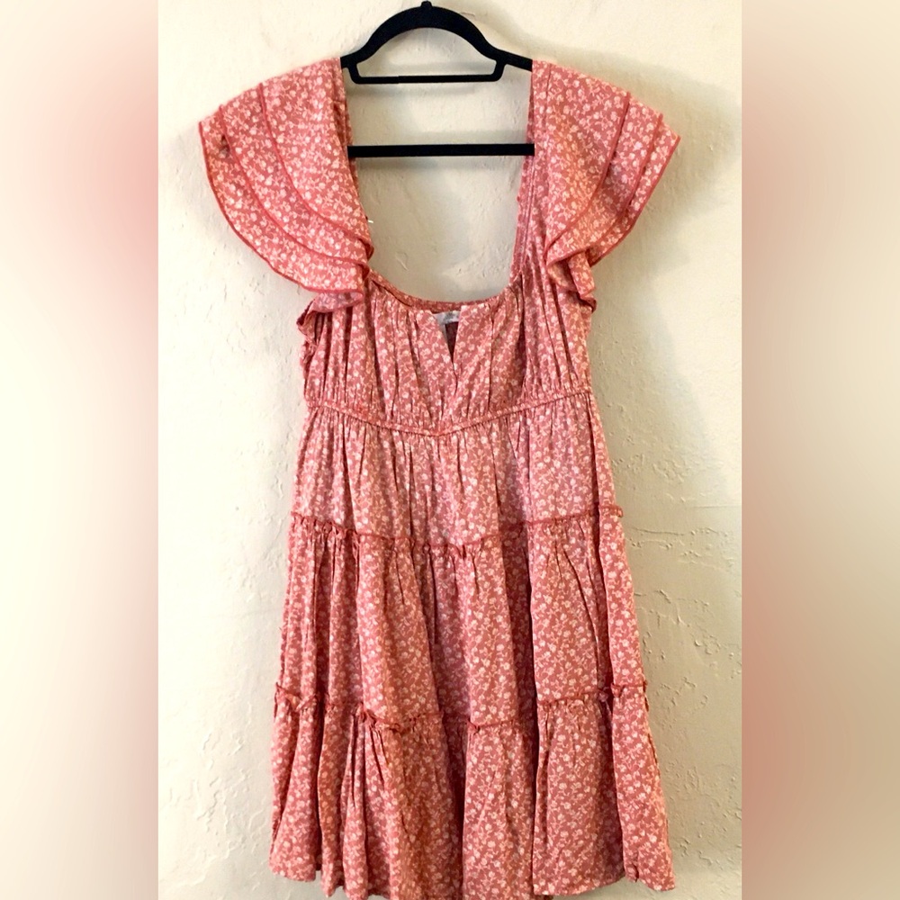 Altar'd State Tiered Floral Mini Dress Medium Ruffle Cottagecore Feminine Boho